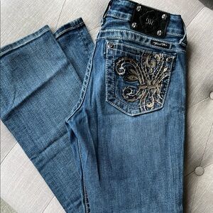 Miss Me Blue Boot Cut Jeans with Embroidery
